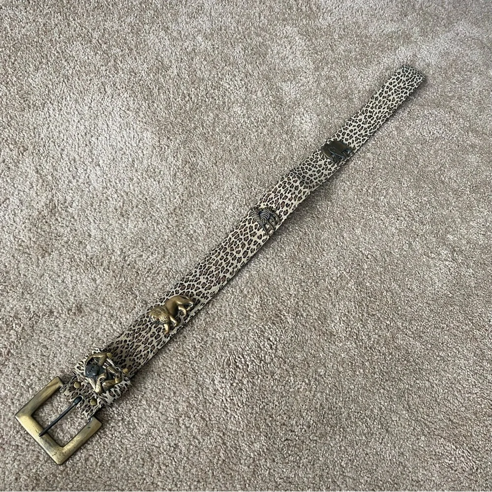 Nan Lewis | Vintage Leopard Decorative Brass Animal Wide Belt Size Small/Medium